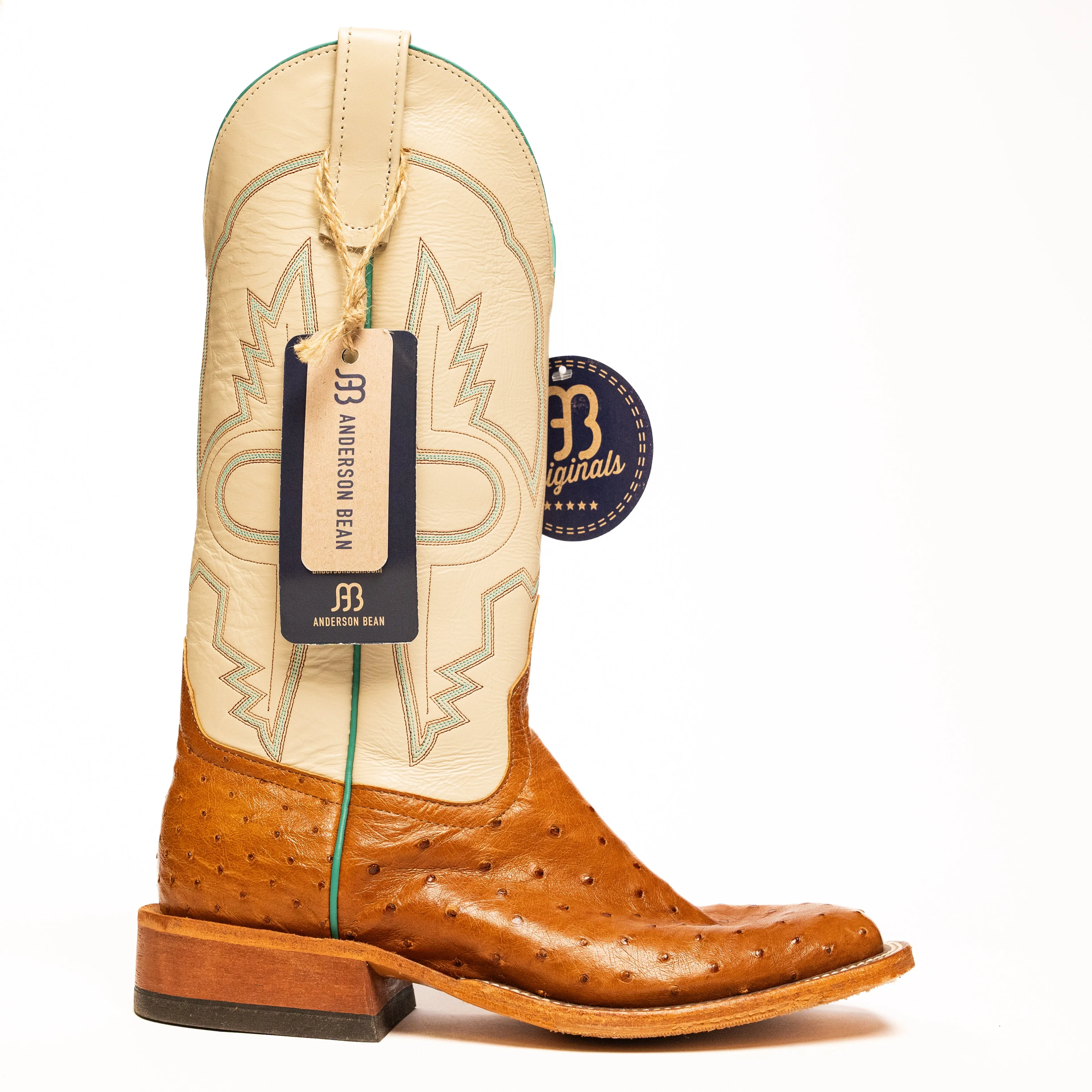 Anderson Bean Cognac Full Quill Ostrich with Bone Glove Top