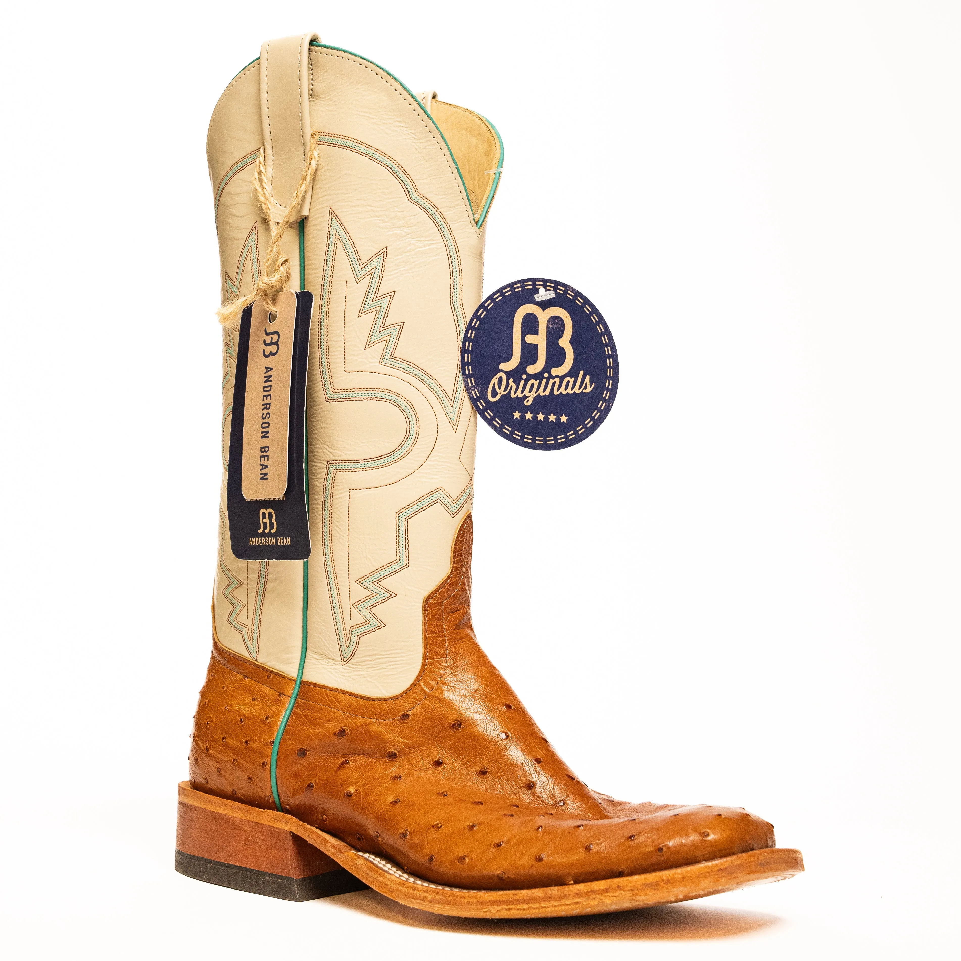Anderson Bean Cognac Full Quill Ostrich with Bone Glove Top