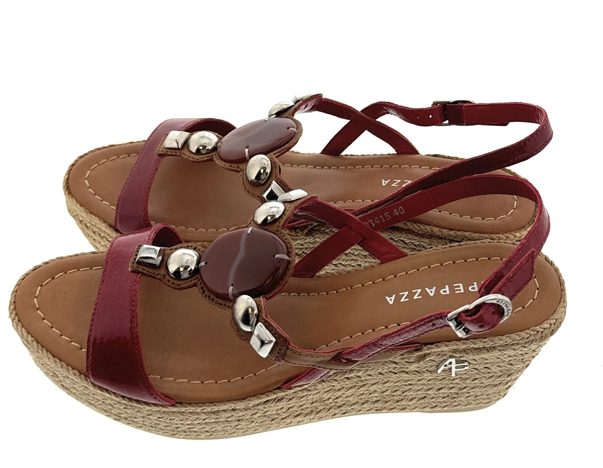 Apepazza Red and Brown Cyrstal Wedges Size 40