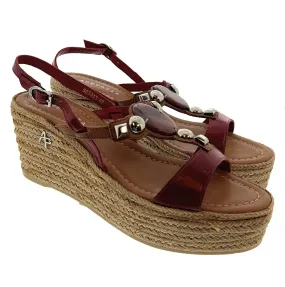 Apepazza Red and Brown Cyrstal Wedges Size 41