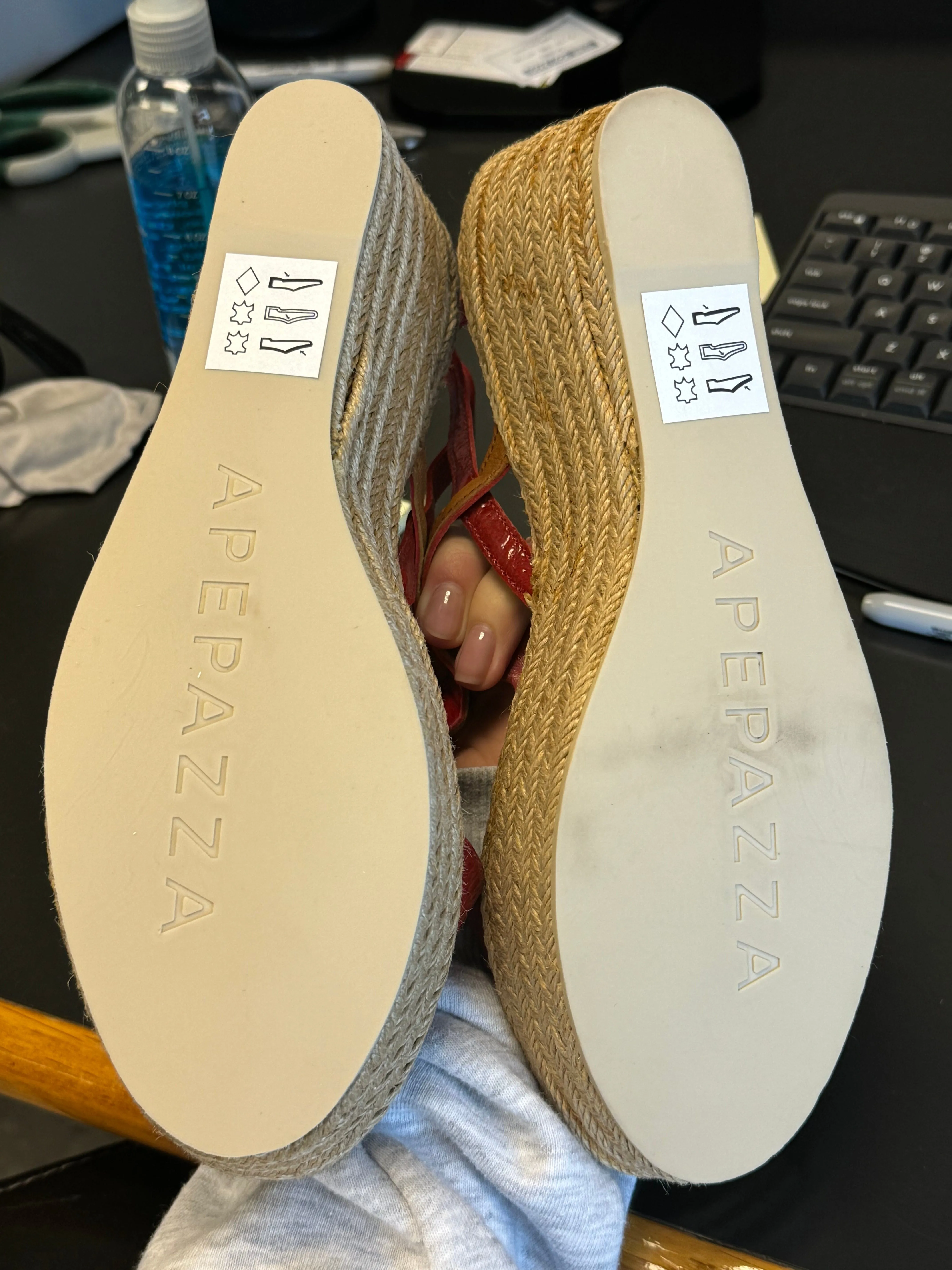 Apepazza Red and Brown Cyrstal Wedges Size 41