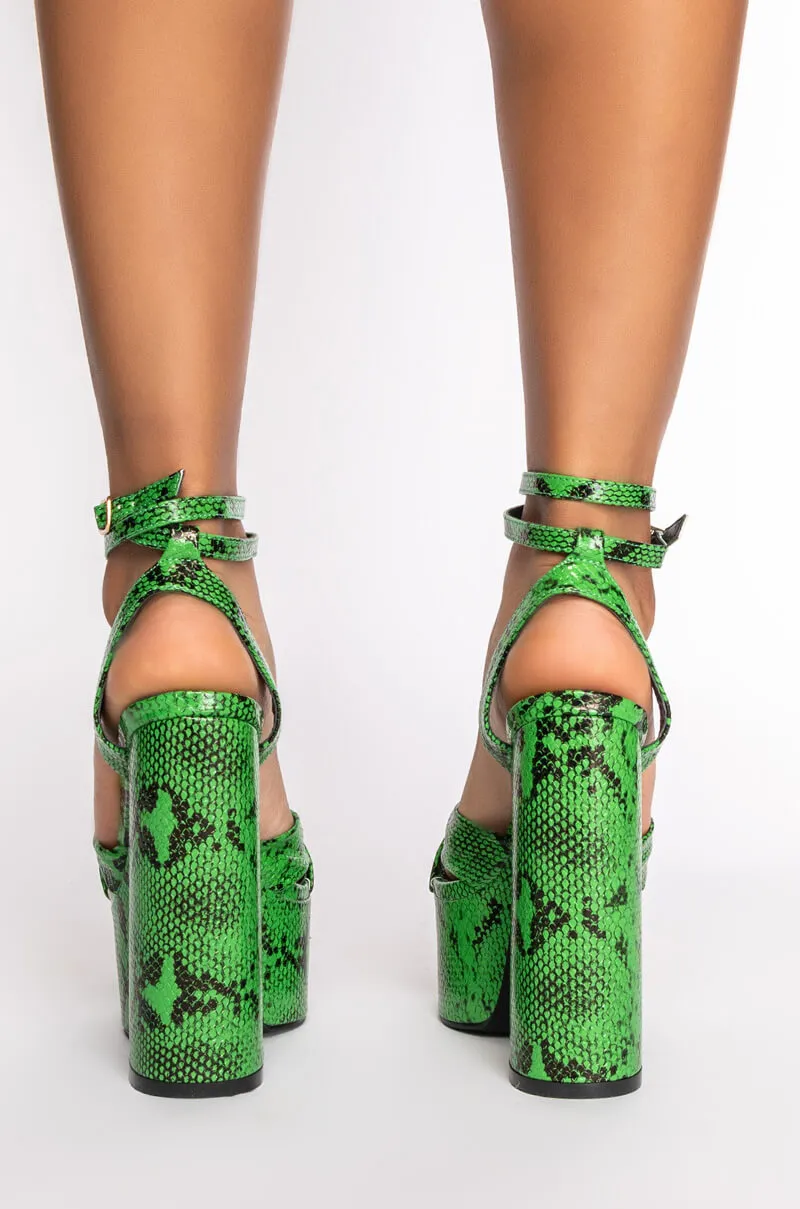 AZALEA WANG JUMP RIGHT IN CHUNKY SANDAL IN SNAKE