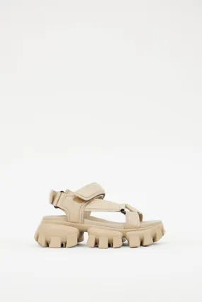 Beige Leather Chunky Platform Sandal