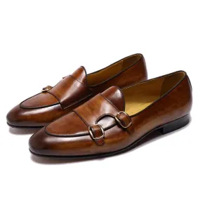 binfenxie  - Genuine Leather Mens Loafers Handmade Monk Strap Wedding Party Casual Dress Shoes Summer Autumn Footwear for Men
