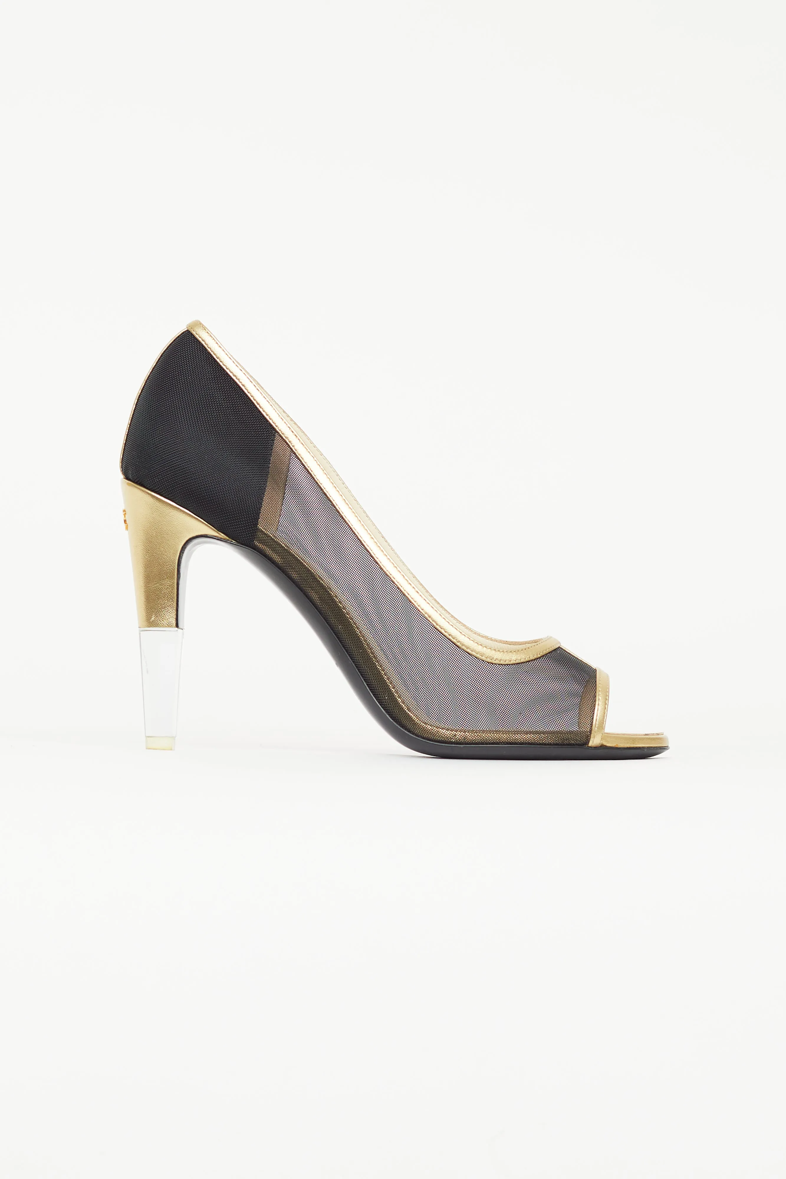 Black & Gold Mesh Heel