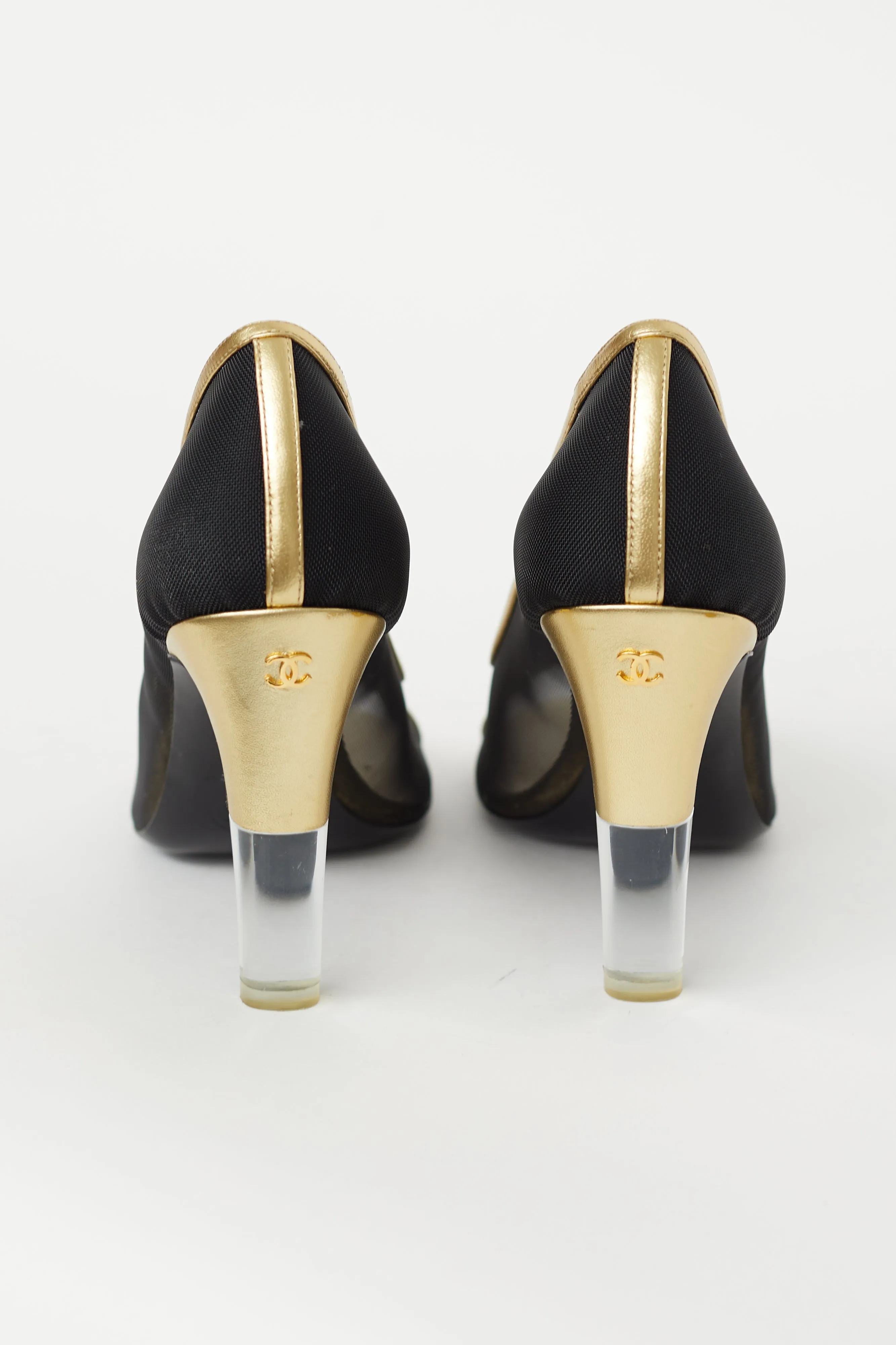 Black & Gold Mesh Heel