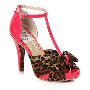 BP412-BESSIE 4" T-Strap Peeptoe With Leopard Print