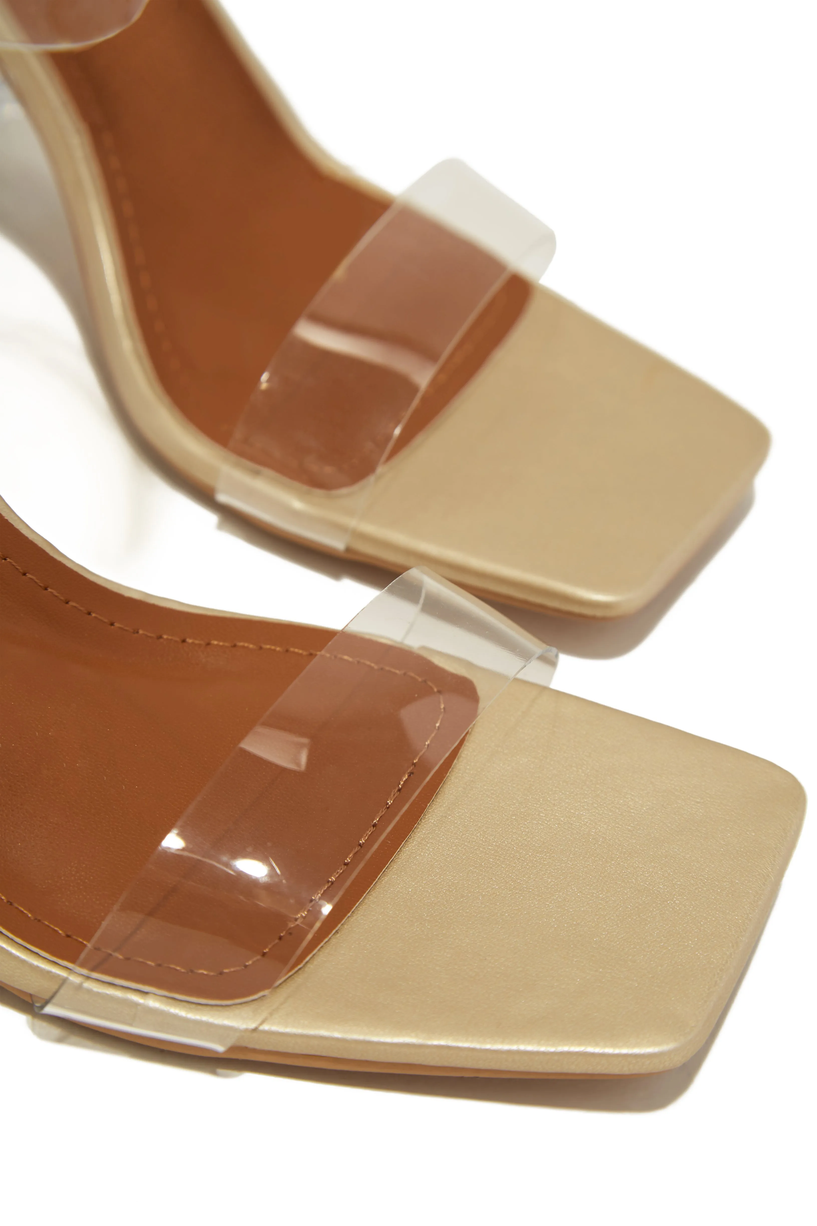 Capri Clear Strap Heels - Gold