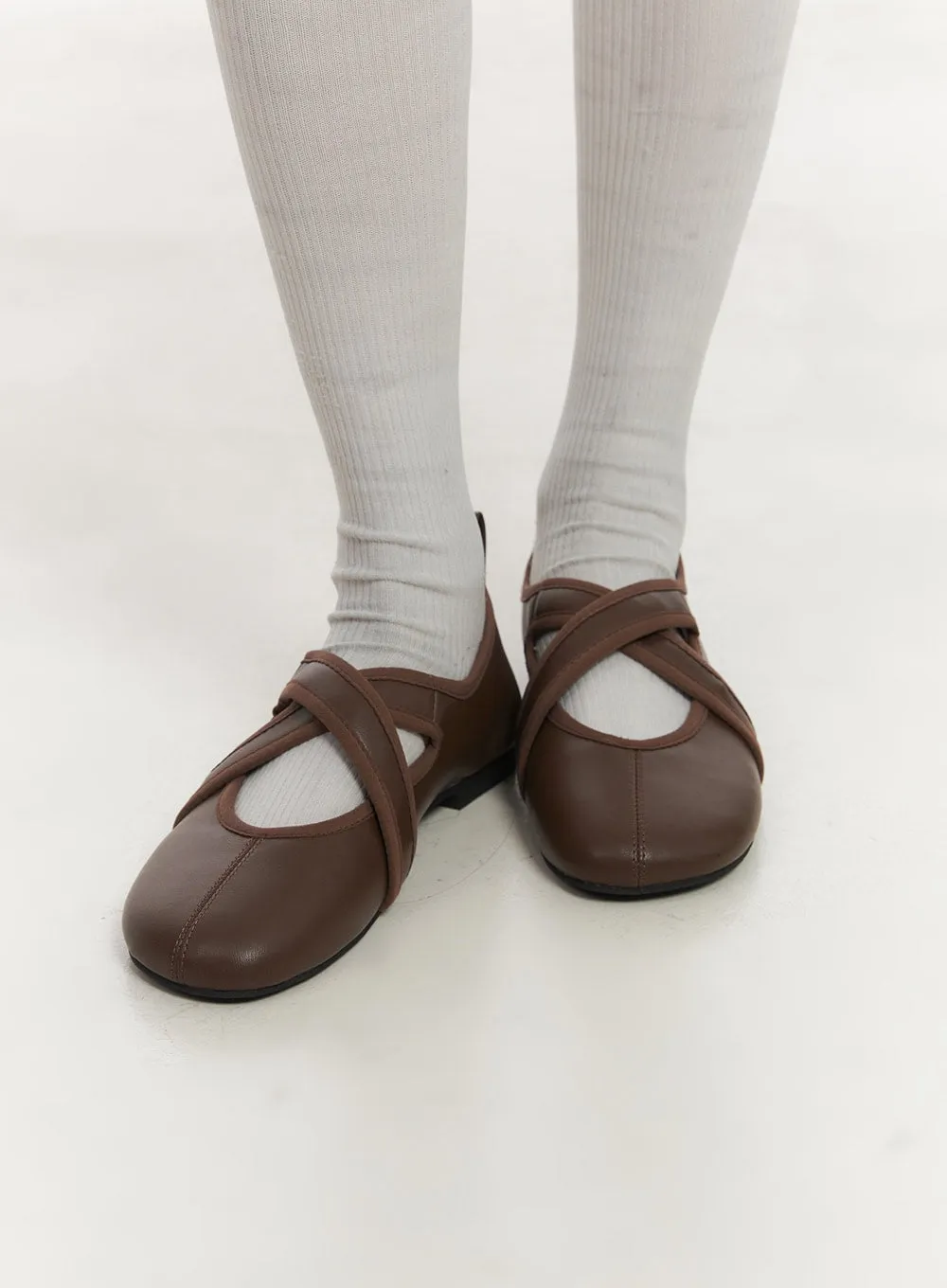 Cross-Strap Flat Loafers CA522