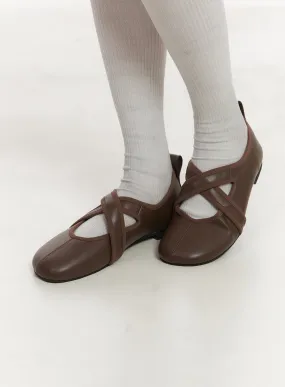 Cross-Strap Flat Loafers CA522