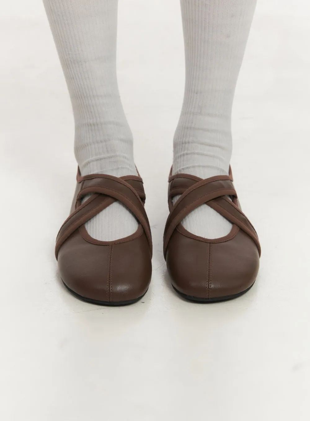 Cross-Strap Flat Loafers CA522