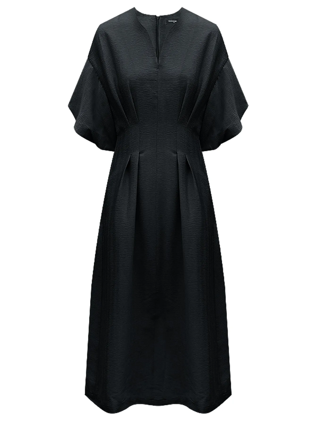 Elegant Textured Pleated French Tea Dress
