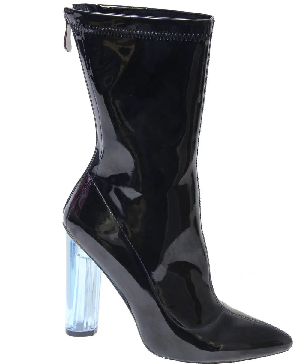 Elise Boots Clear-Block Heel
