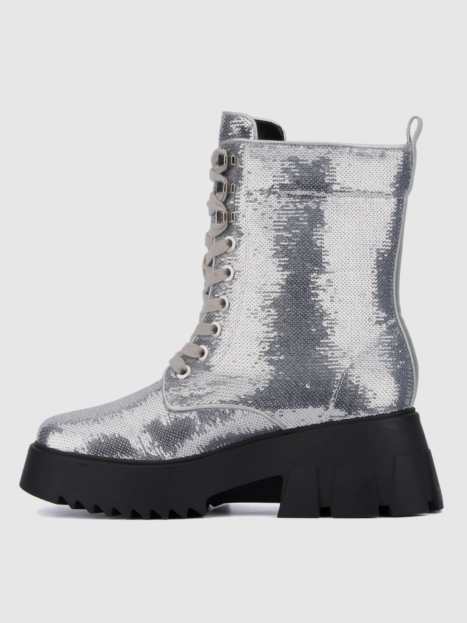 Fashion To Figure - Odessa Wide Width Sequin Combat Boots