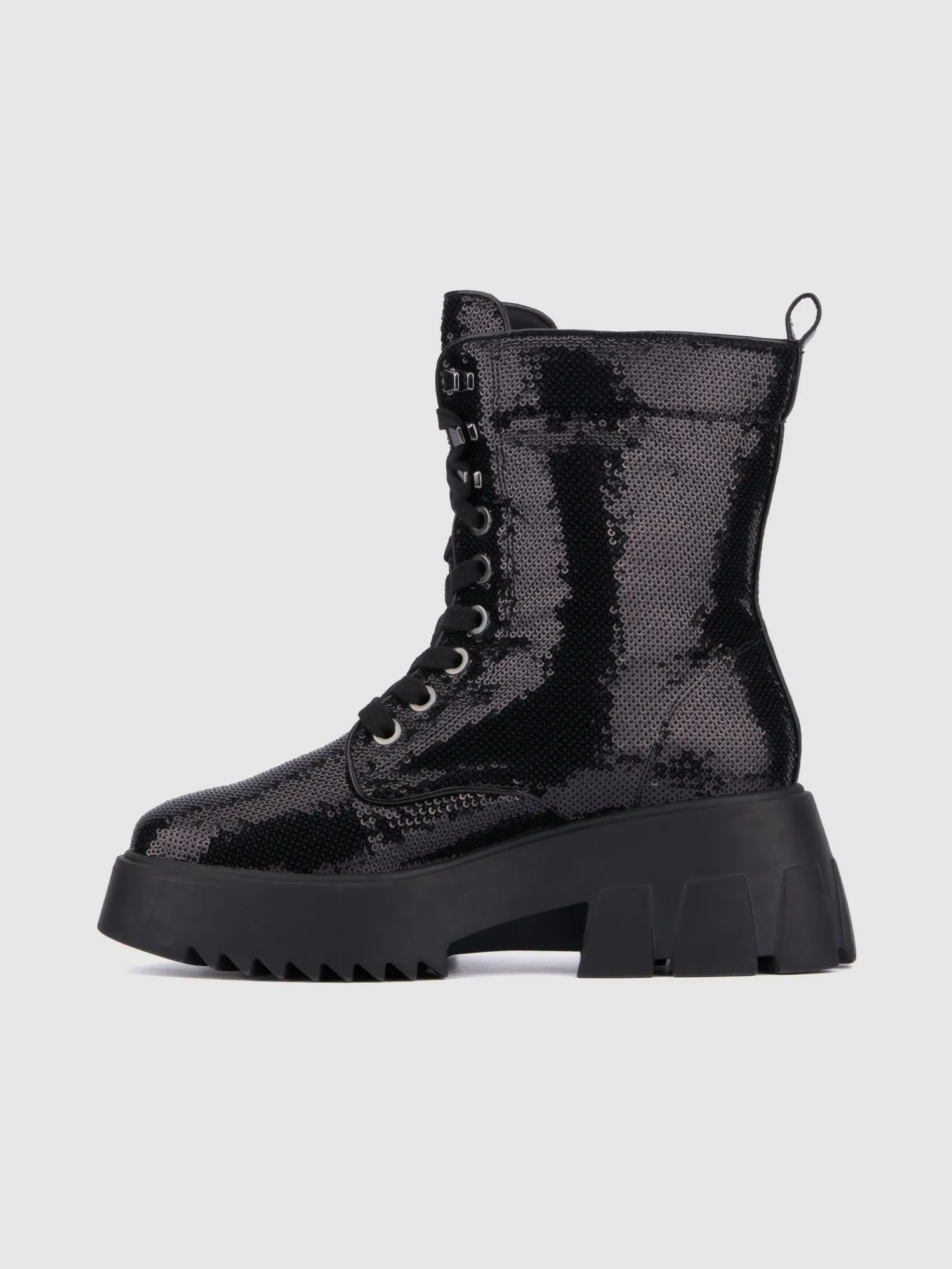 Fashion To Figure - Odessa Wide Width Sequin Combat Boots