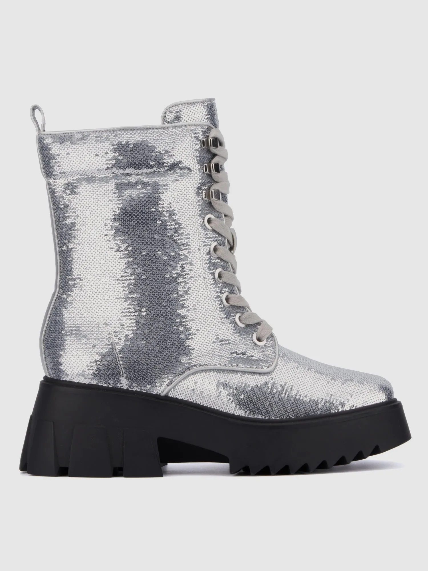 Fashion To Figure - Odessa Wide Width Sequin Combat Boots