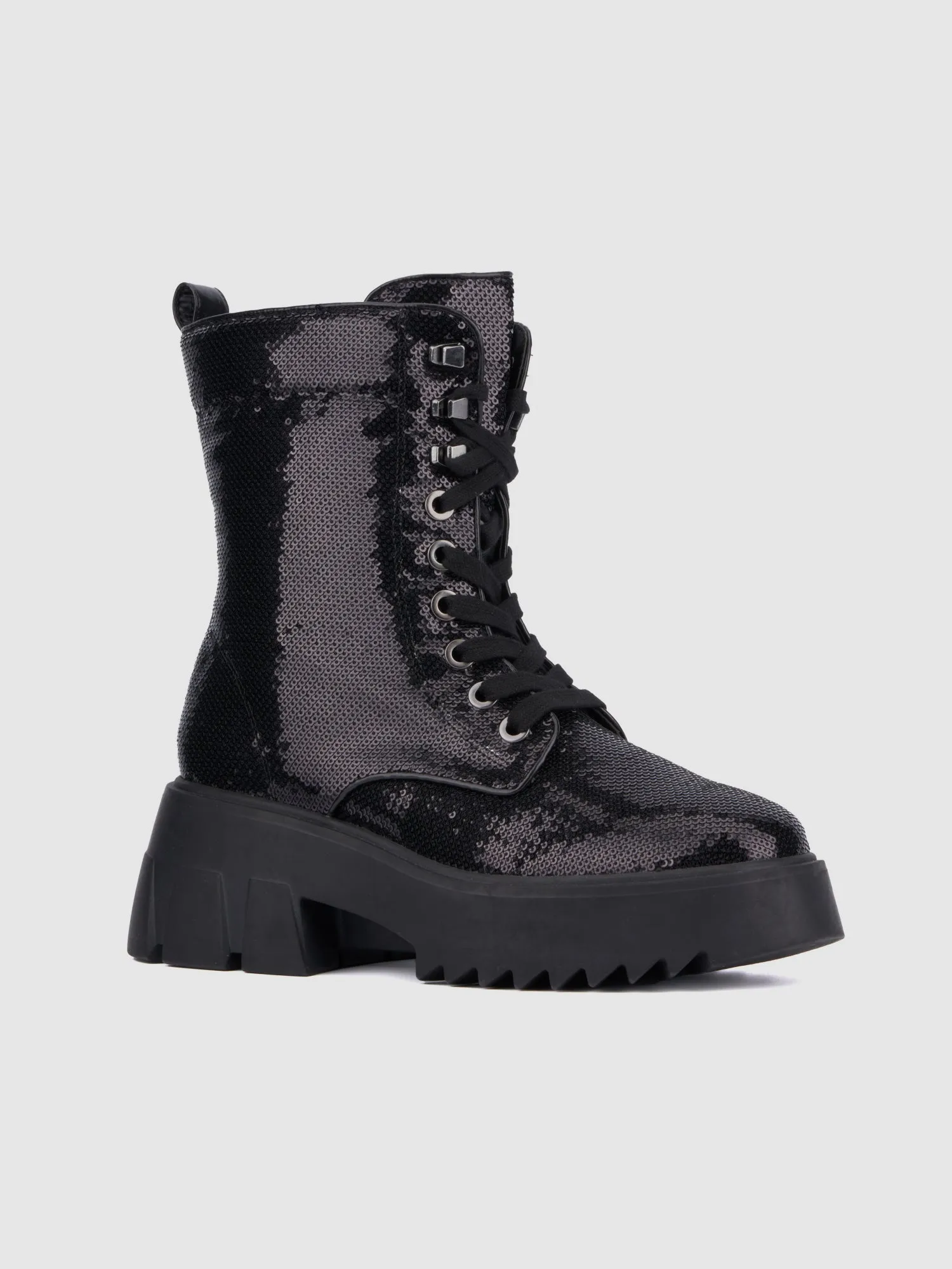 Fashion To Figure - Odessa Wide Width Sequin Combat Boots