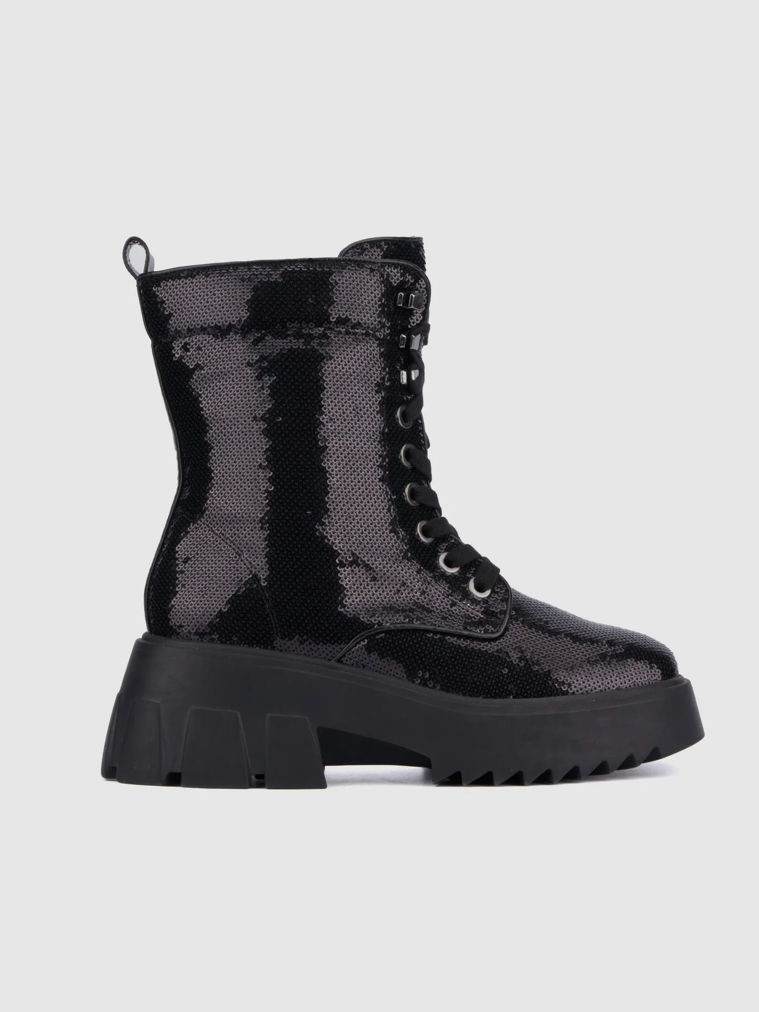 Fashion To Figure - Odessa Wide Width Sequin Combat Boots