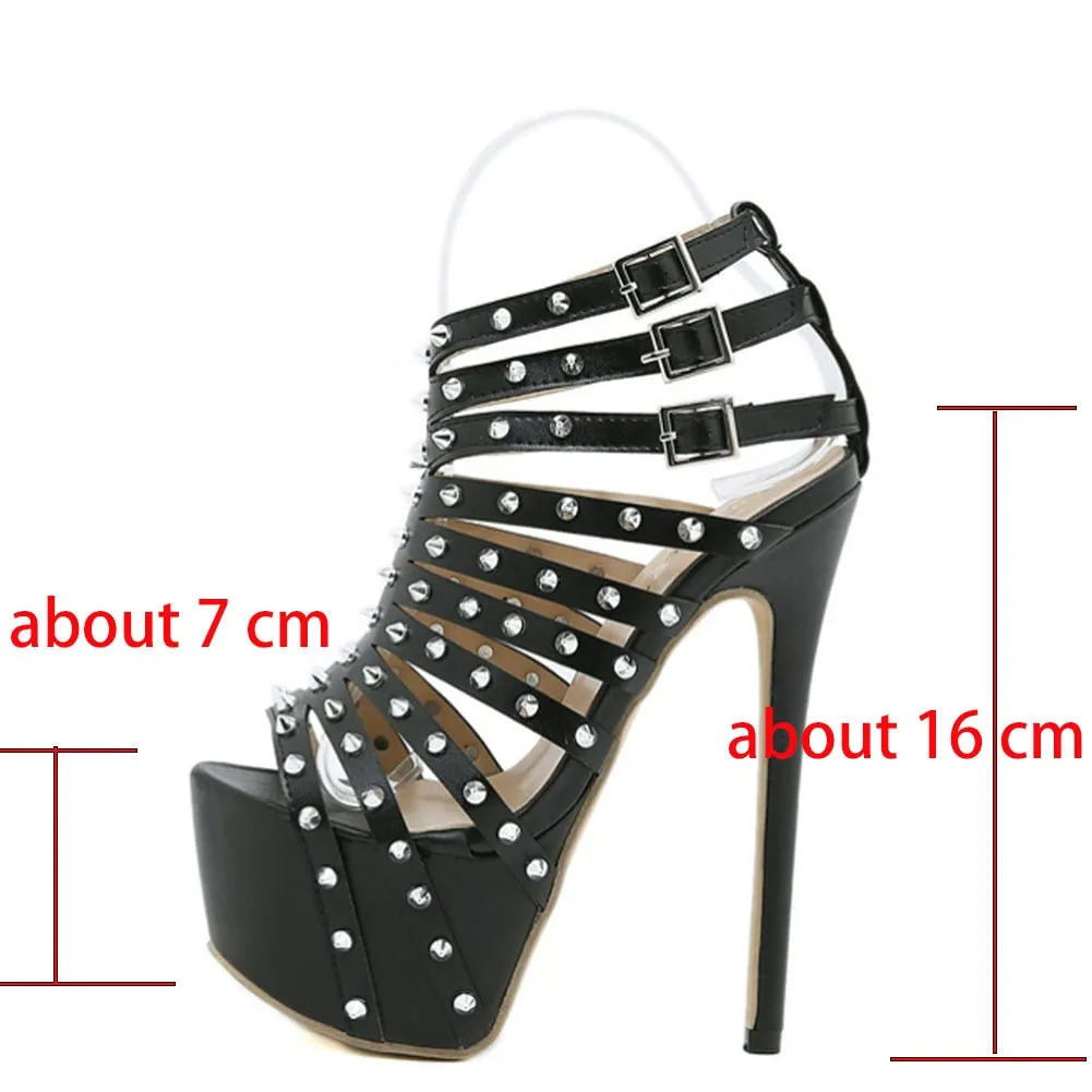Gladiator Studded Strap High Sandals