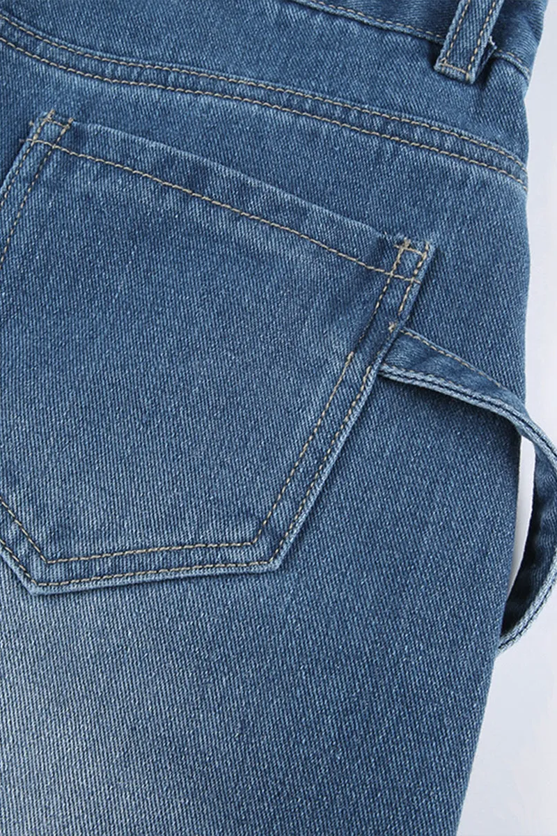 HPS1051 Urban Utility Cargo Jeans Pants