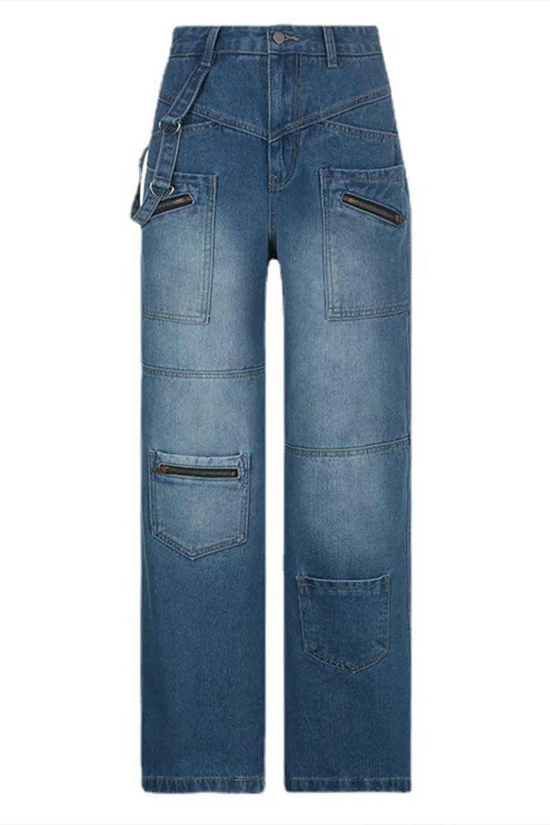 HPS1051 Urban Utility Cargo Jeans Pants