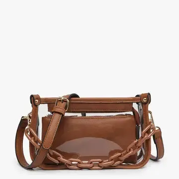 Jessica Clear Crossbody Purse with Acrylic Chain Strap