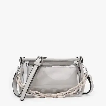 Jessica Clear Crossbody Purse with Acrylic Chain Strap