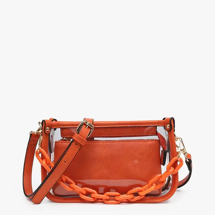 Jessica Clear Crossbody Purse with Acrylic Chain Strap