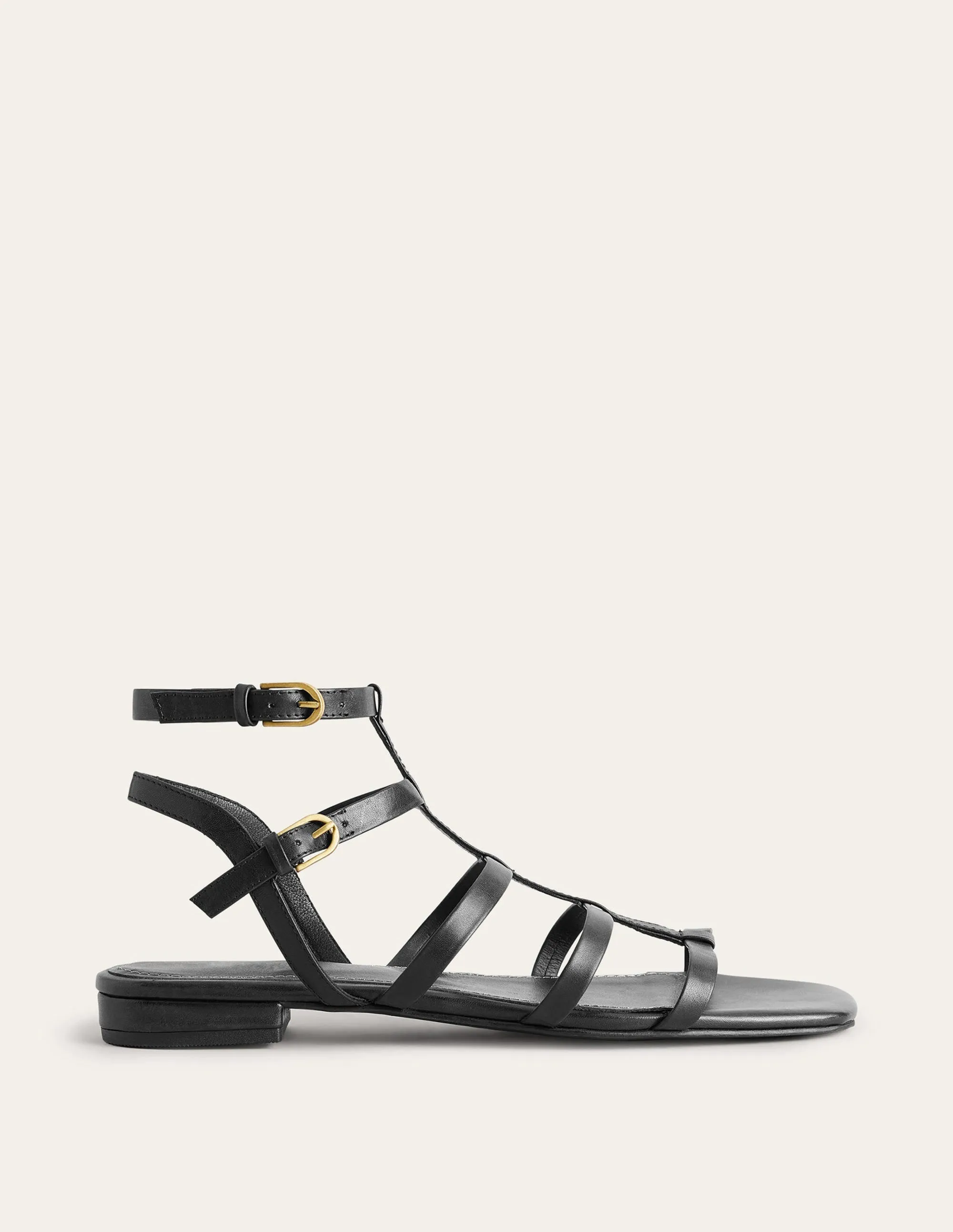 Leather Gladiator Sandals-Black
