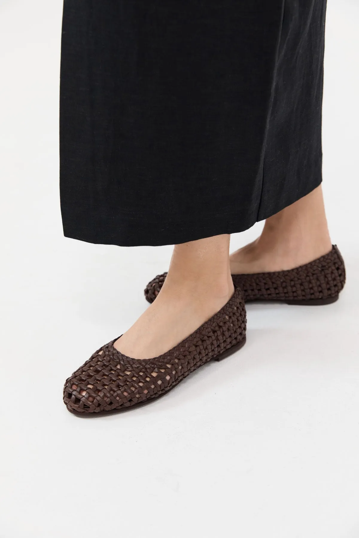 Macrame Mesh Ballet Flats - Chocolate