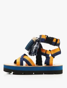 MSGM Multi Tassels Platform Sandals - Orange/Blue