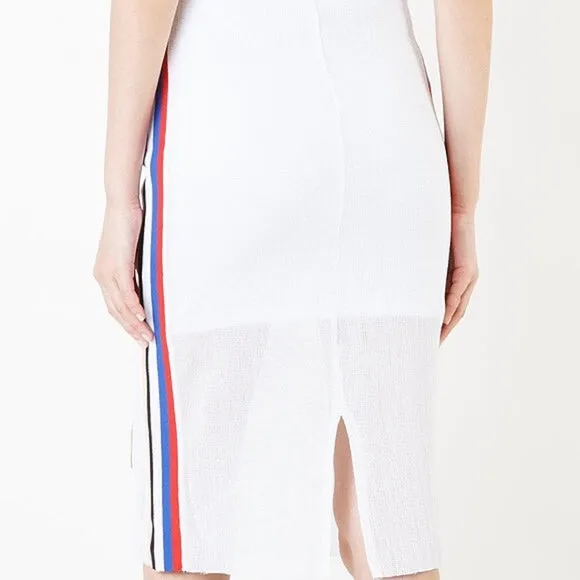 P.E Nation White Mesh Knee Length Skirt