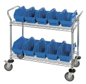 Quantum WRC2-1836-1887 Bin Cart with 2 Wire Shelves, 36" x 18" x 37.5"