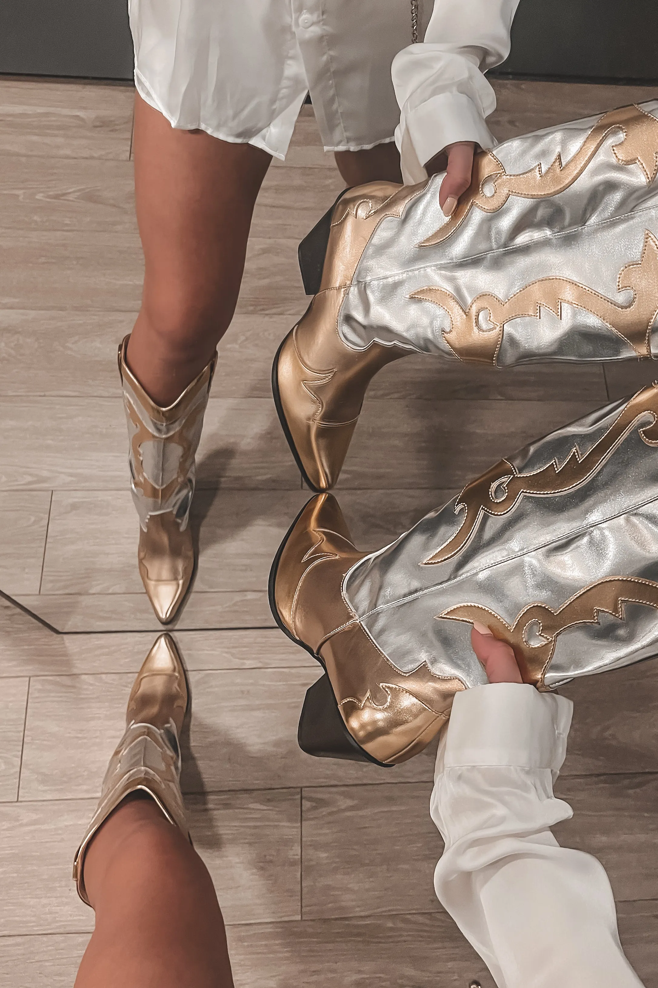 Sassy Cowgirl Gold & Silver Metallic Western Boots