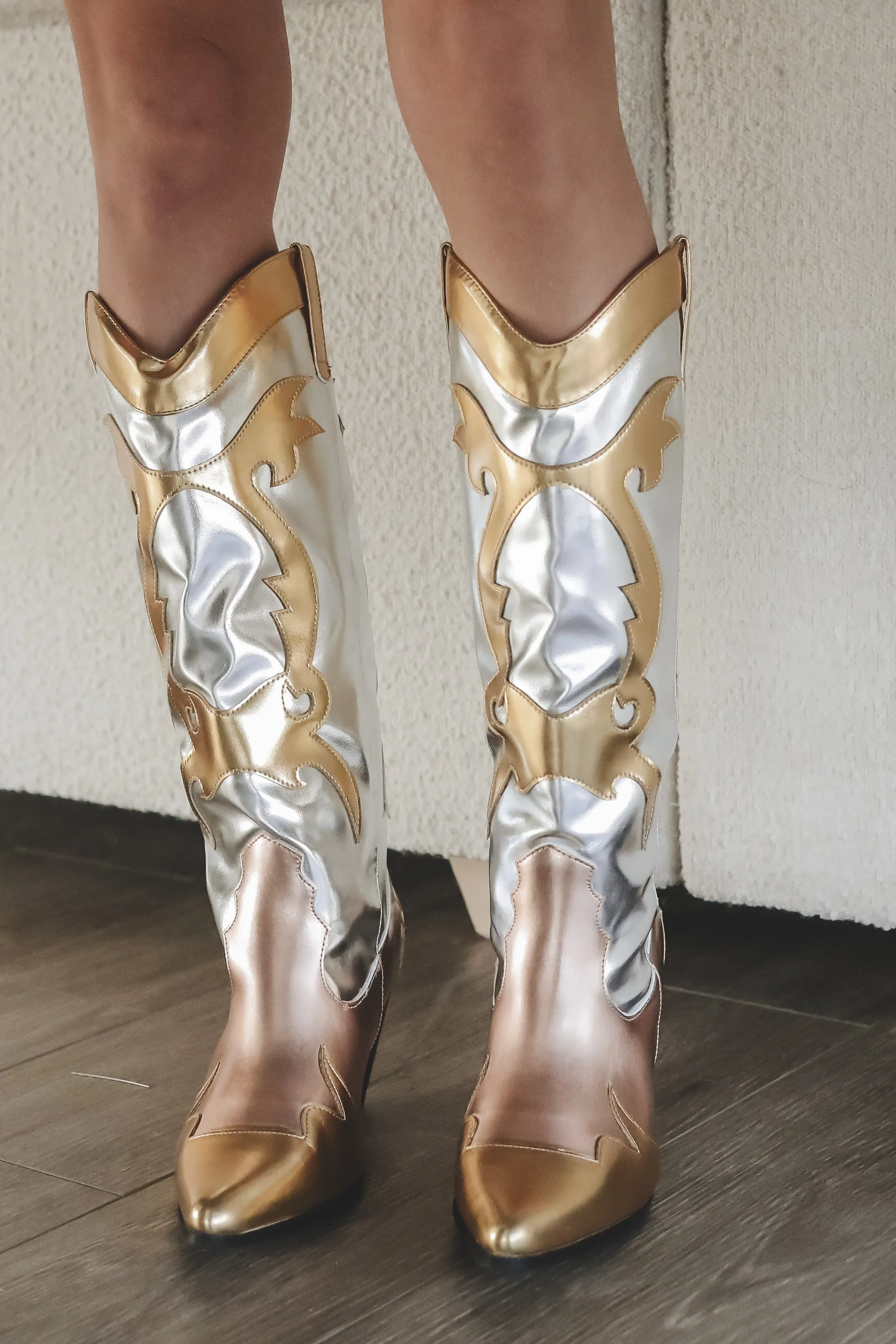 Sassy Cowgirl Gold & Silver Metallic Western Boots