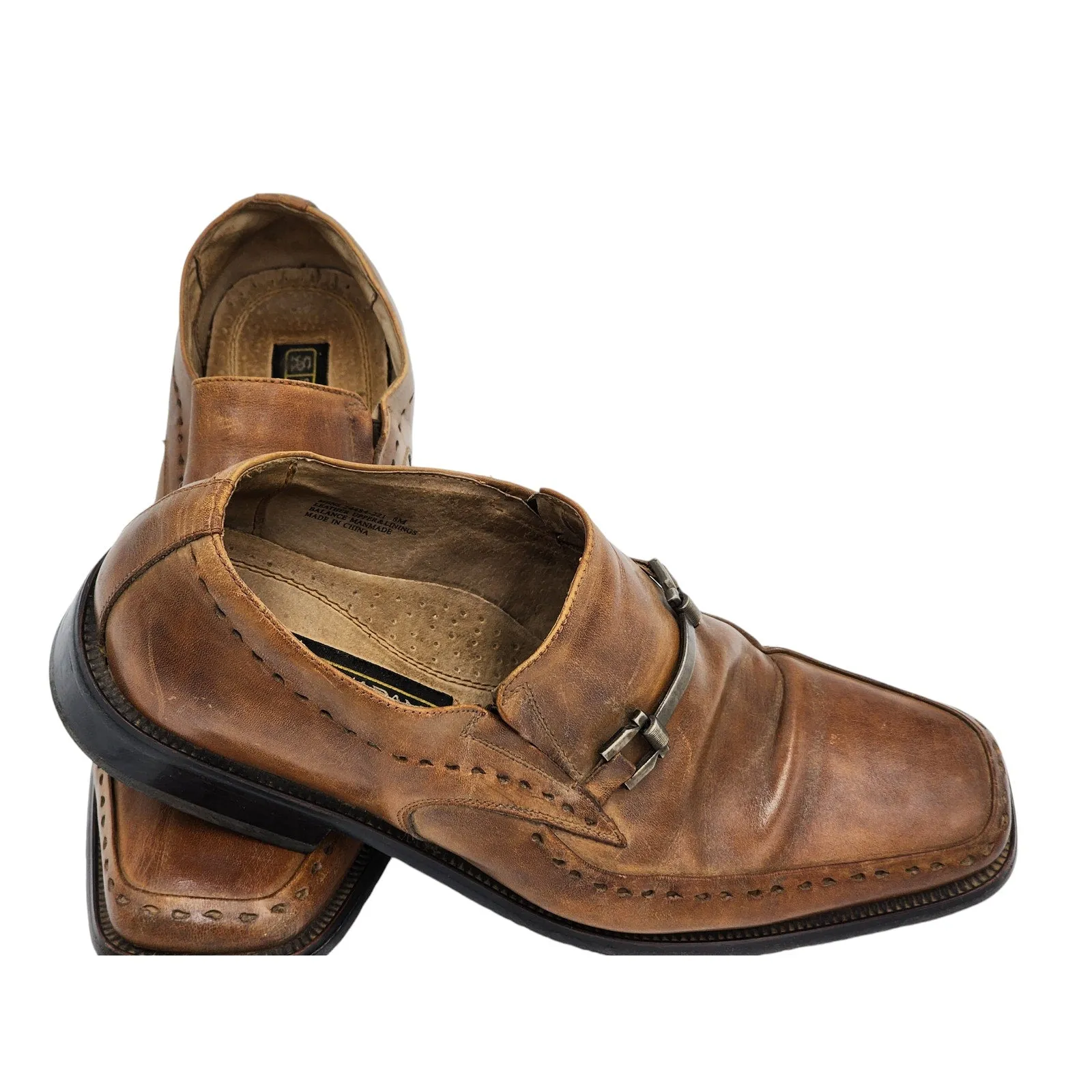 Stacy Adams Loafers Shoes Mens Size 8M Brown Leather Monk Strap 24484-221