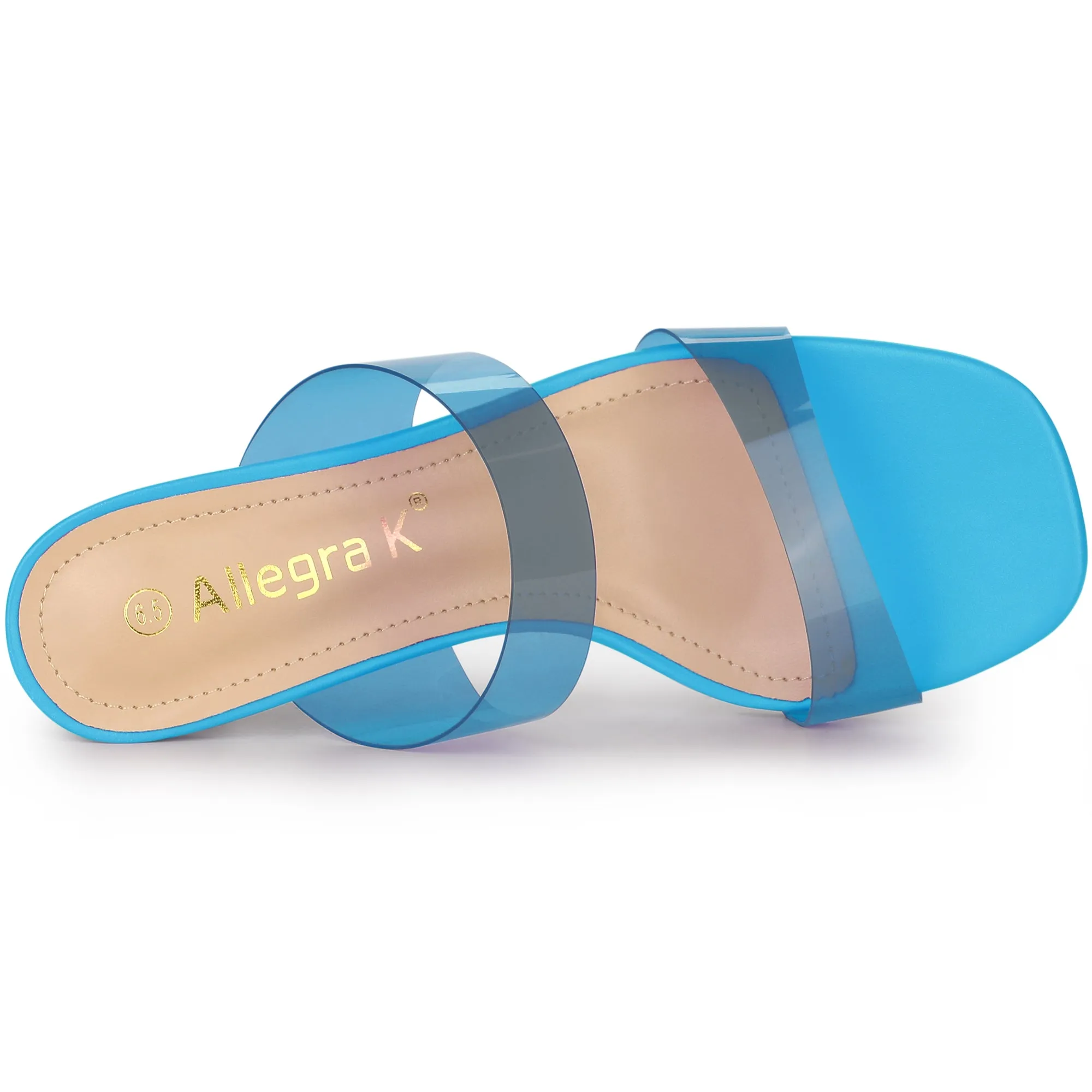Summer Colorful Straps Open Toe Clear Chunky Heel Sandals