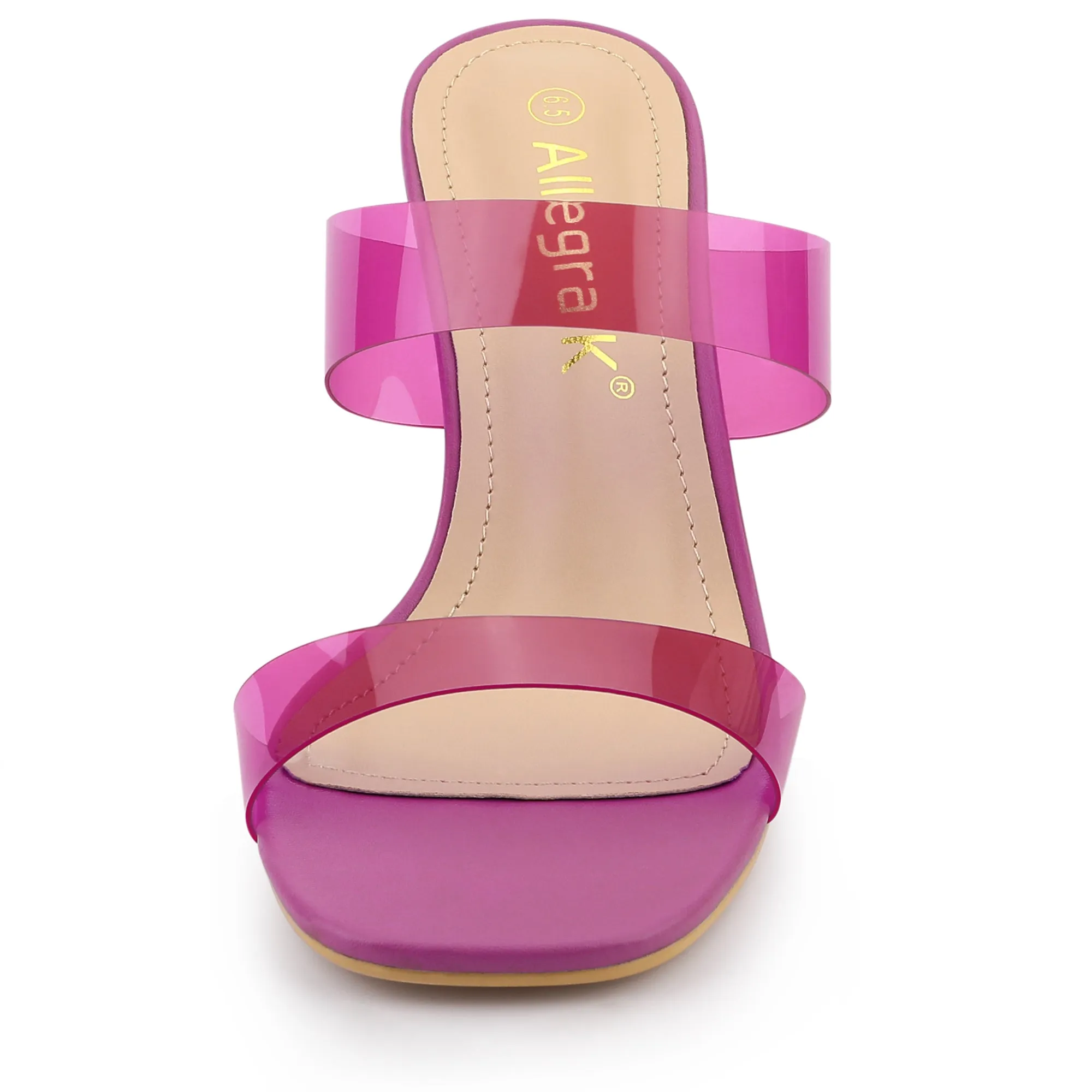 Summer Colorful Straps Open Toe Clear Chunky Heel Sandals