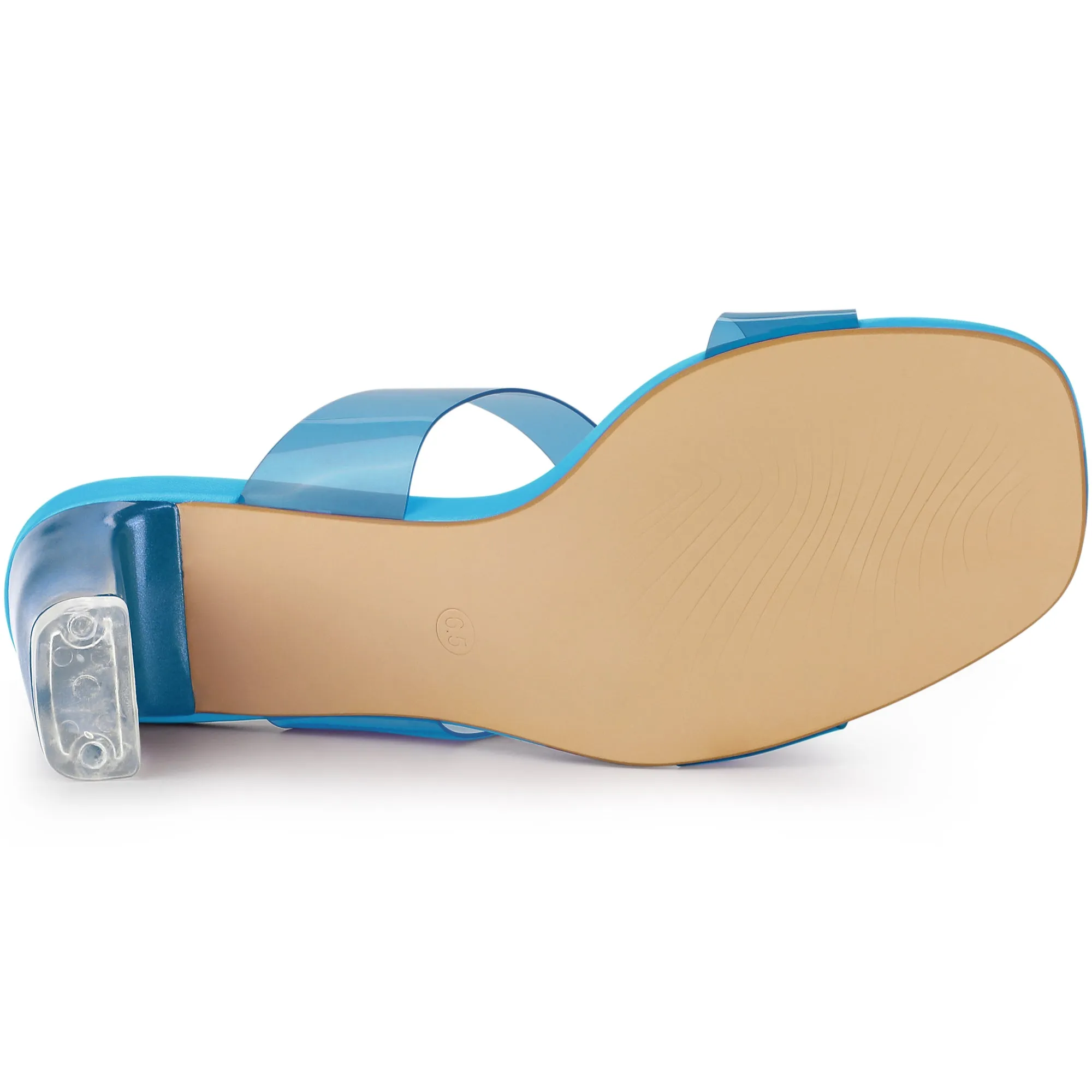 Summer Colorful Straps Open Toe Clear Chunky Heel Sandals