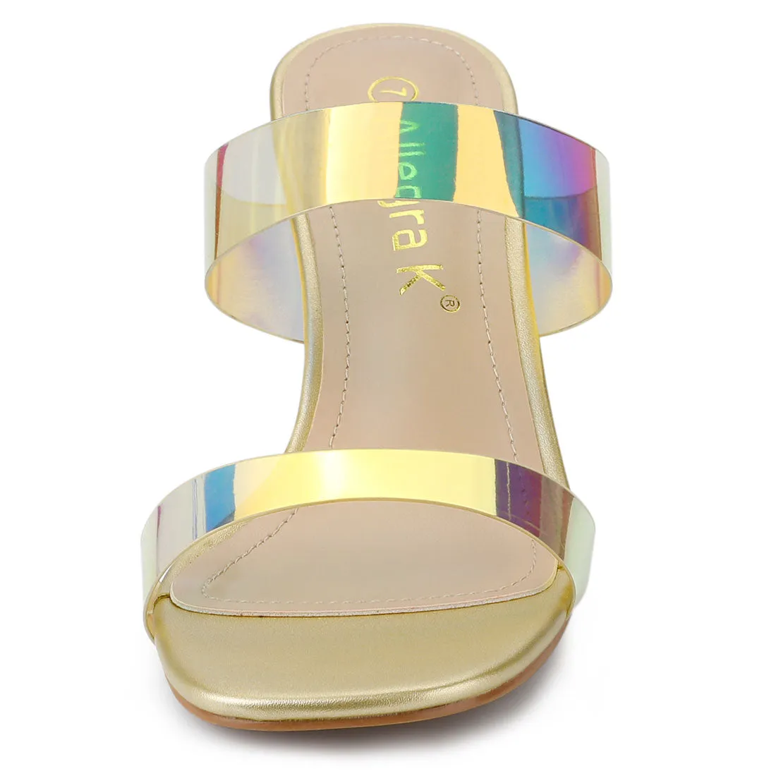 Summer Colorful Straps Open Toe Clear Chunky Heel Sandals
