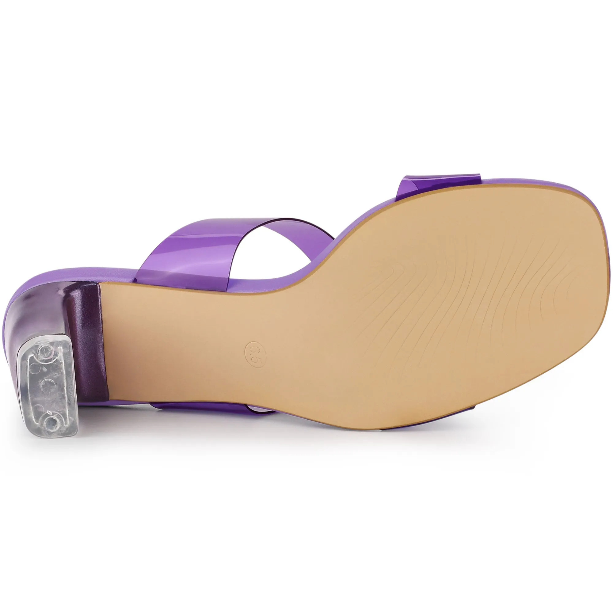 Summer Colorful Straps Open Toe Clear Chunky Heel Sandals