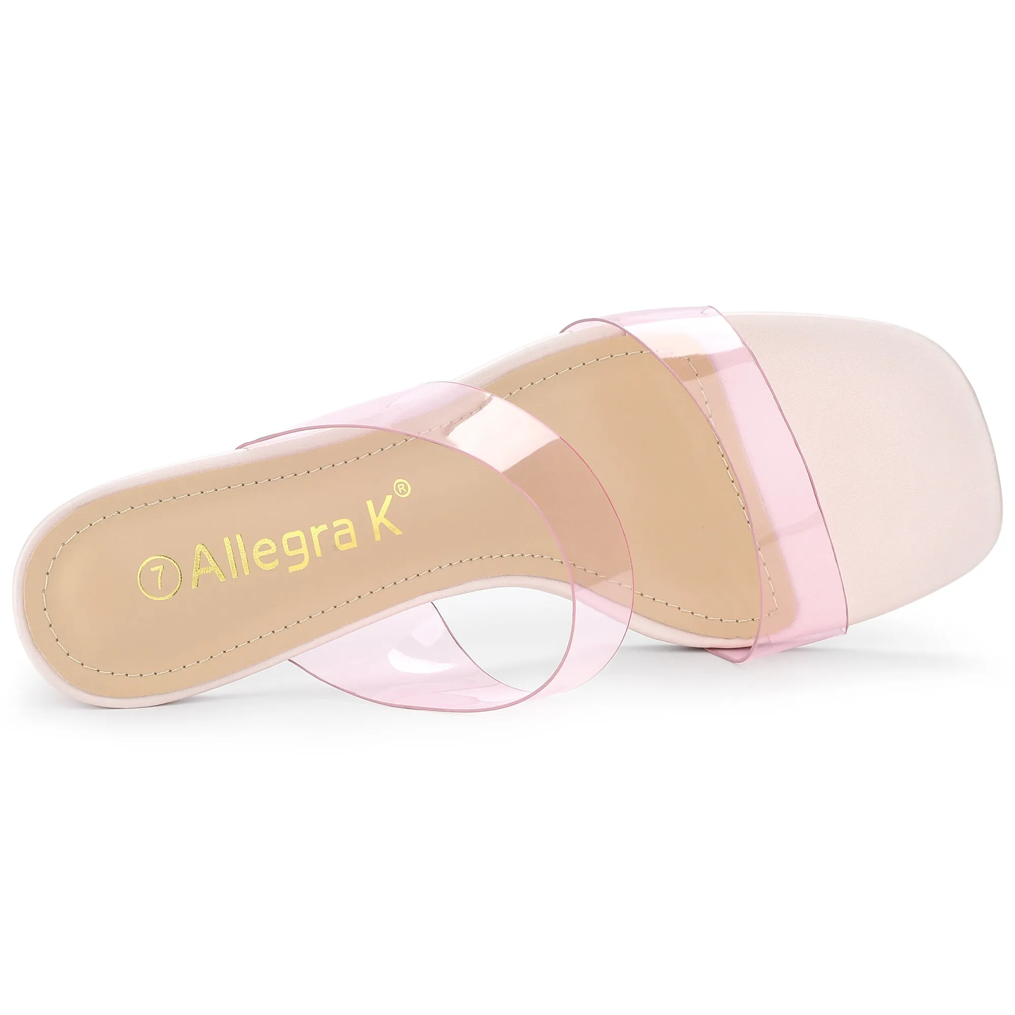 Summer Colorful Straps Open Toe Clear Chunky Heel Sandals