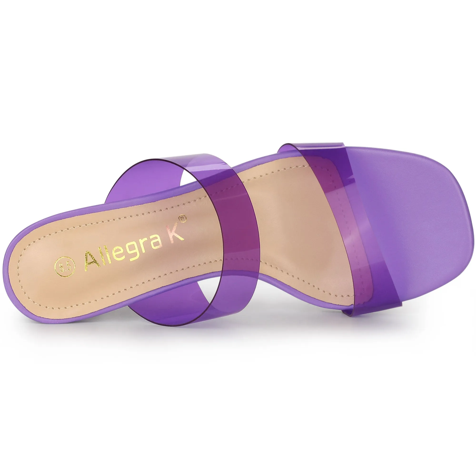 Summer Colorful Straps Open Toe Clear Chunky Heel Sandals
