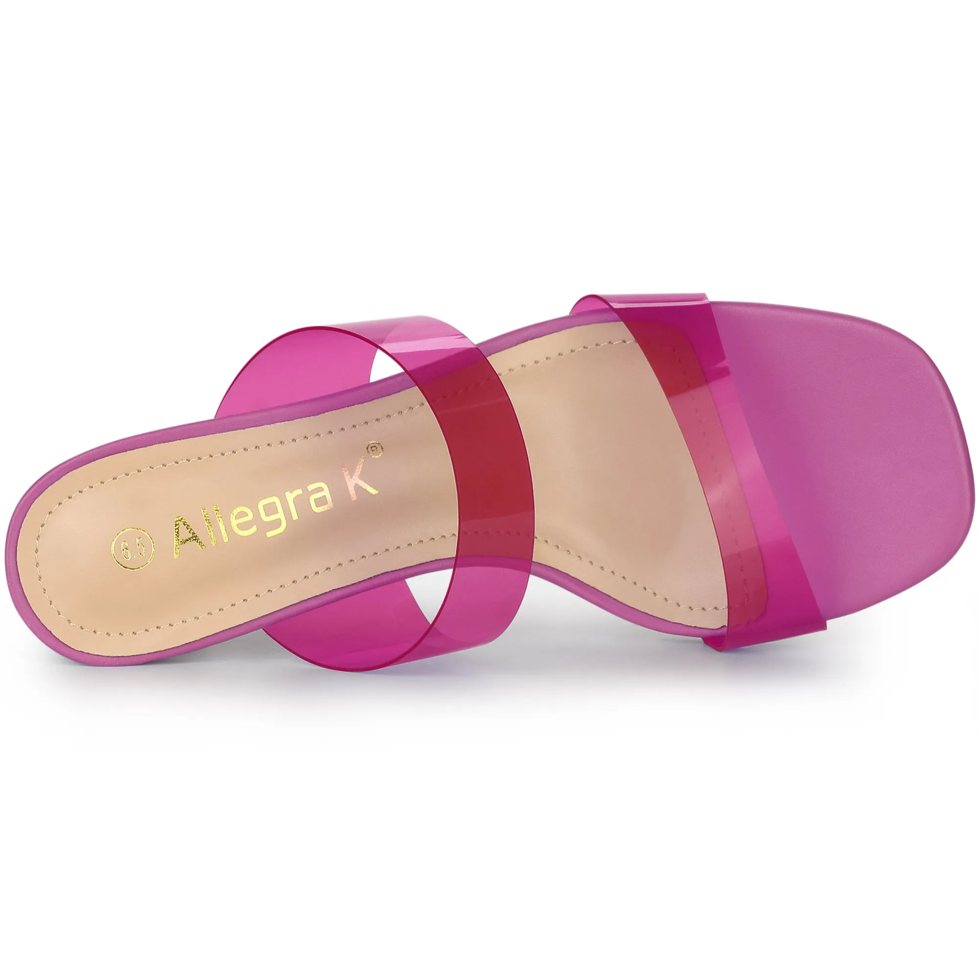 Summer Colorful Straps Open Toe Clear Chunky Heel Sandals