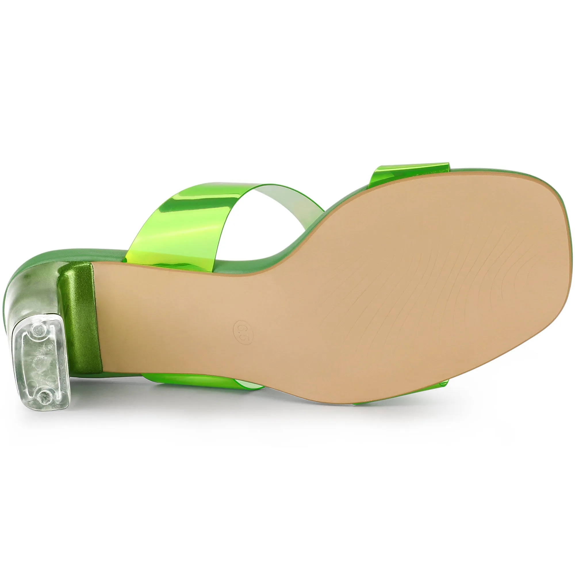 Summer Colorful Straps Open Toe Clear Chunky Heel Sandals