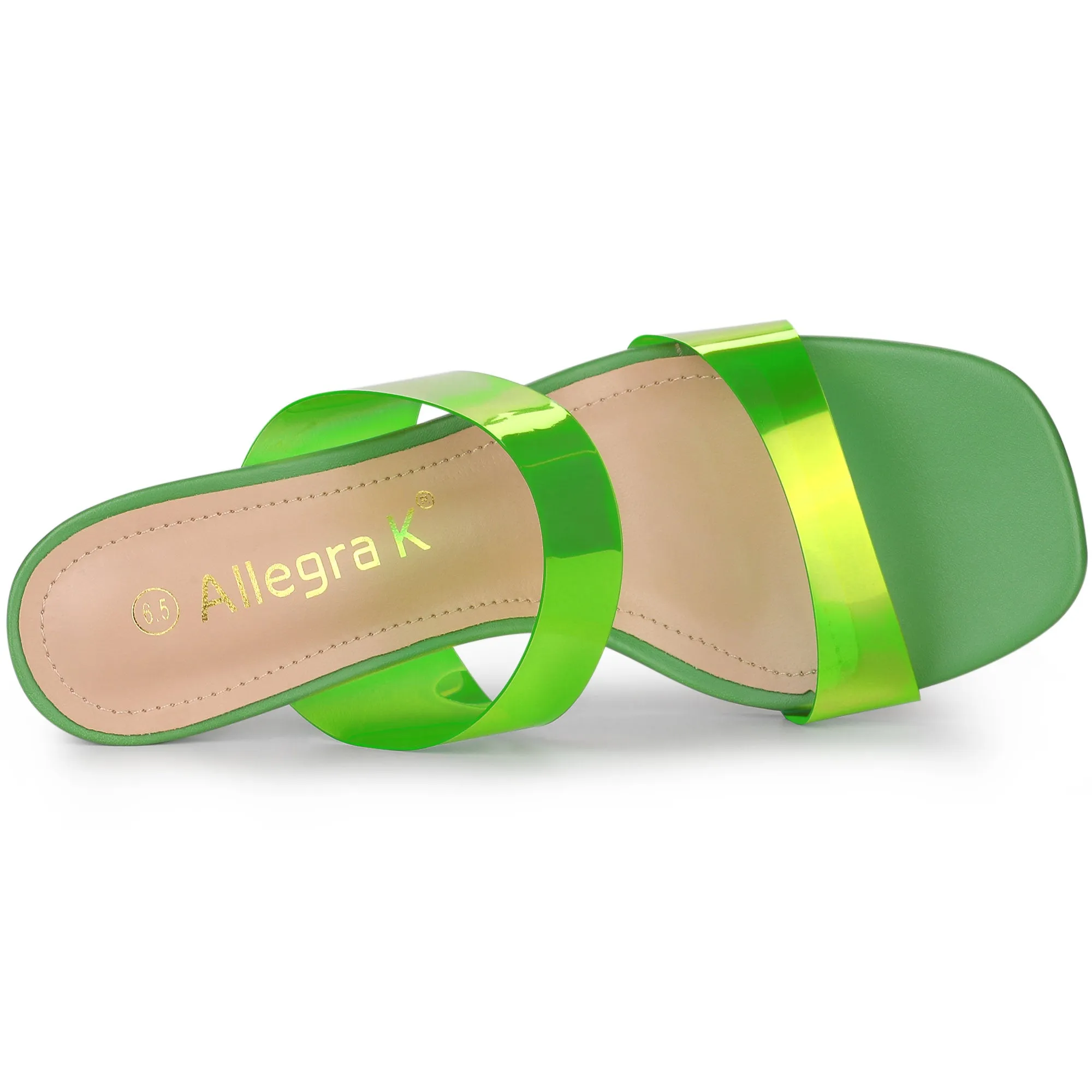 Summer Colorful Straps Open Toe Clear Chunky Heel Sandals