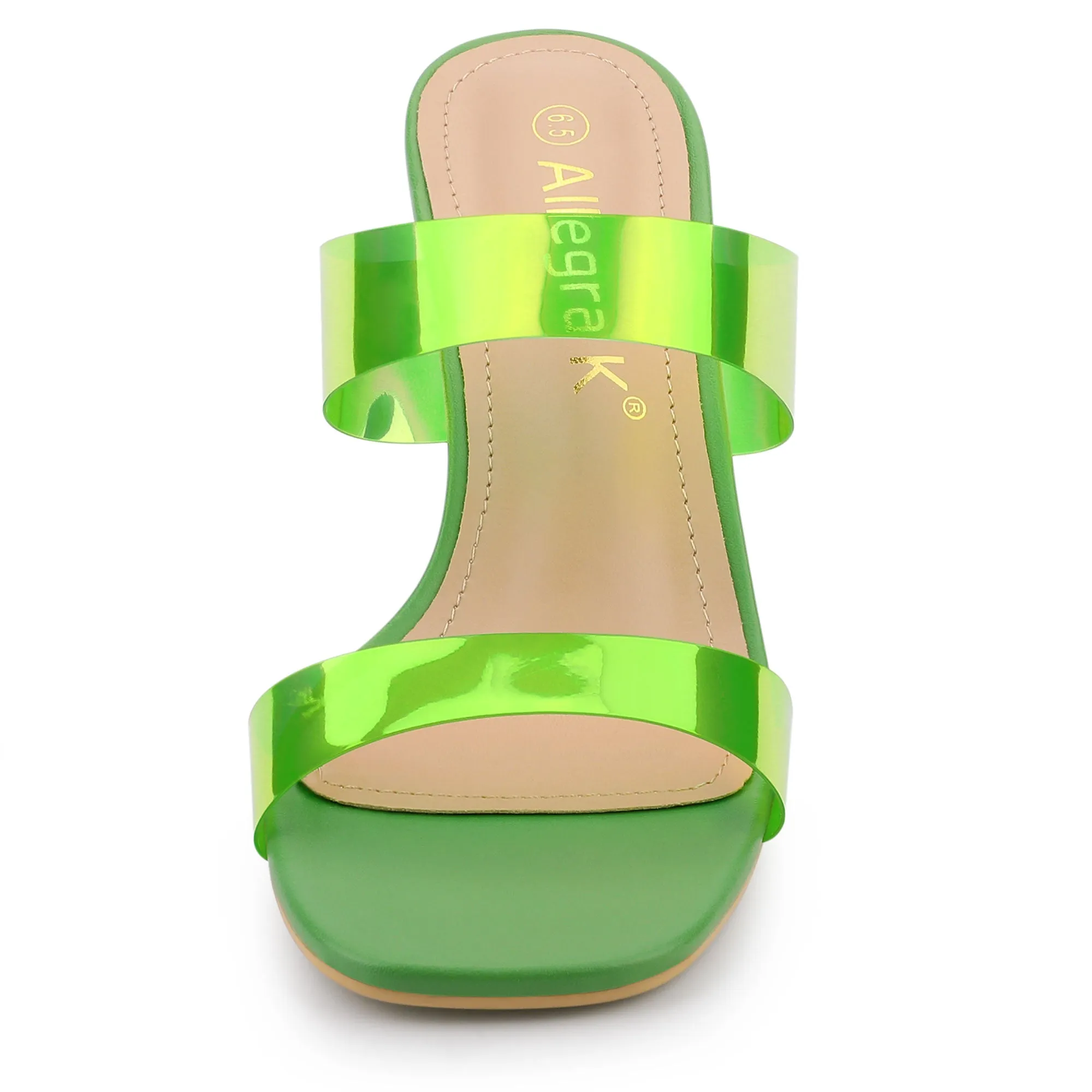 Summer Colorful Straps Open Toe Clear Chunky Heel Sandals