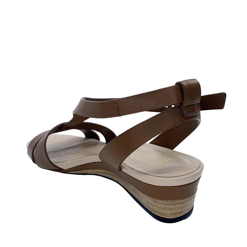 Tod's Women's Leather T Gladiator Sandal Brown